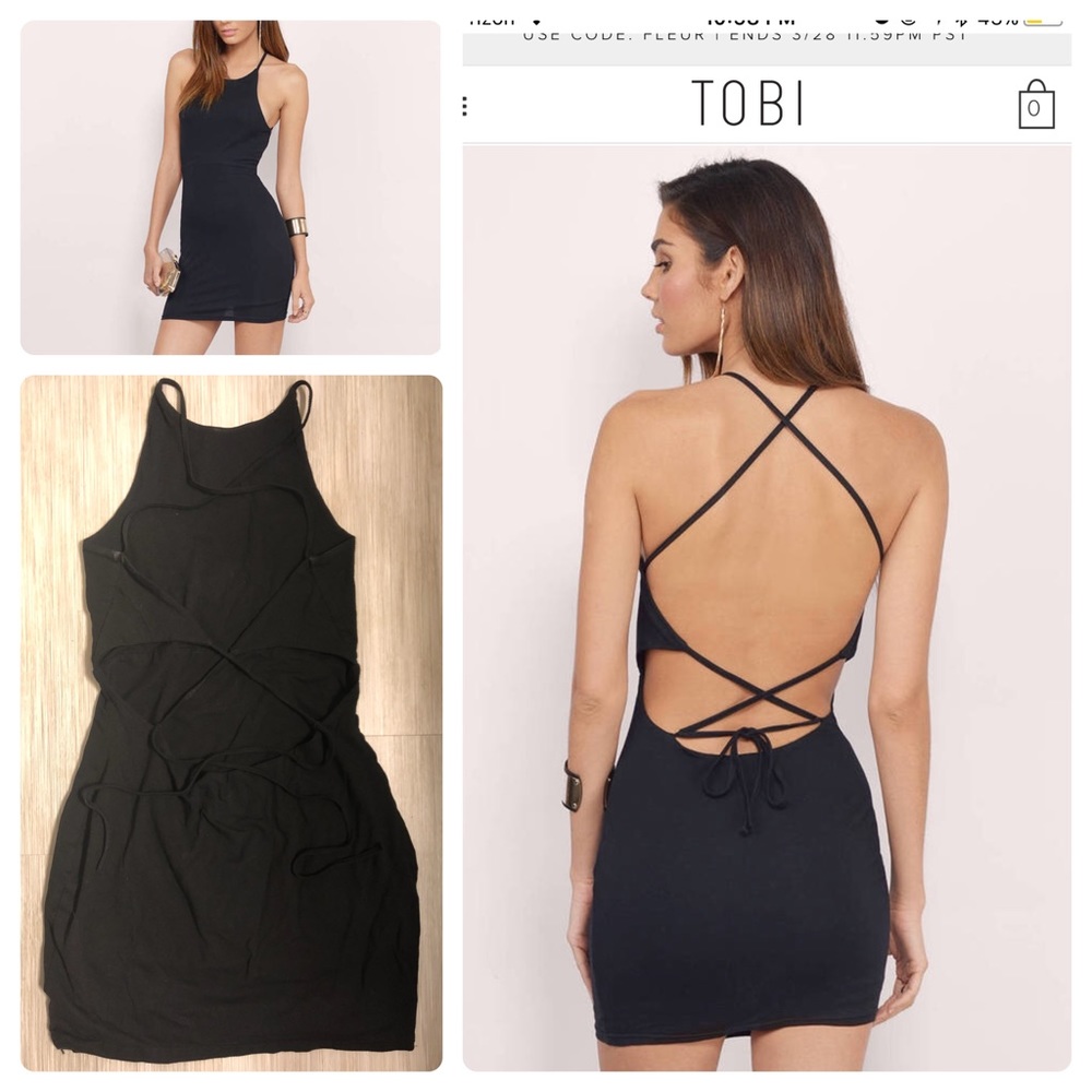 Black Bodycon Lace-up Back Dress